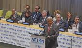 Fijian Prime Minister Hon. Voreqe Bainimarama delivers his speech at the High Level meeting on Action for Peacekeeping held at the Trustee Council Chamber, United Nations General Assembly.