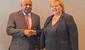 Fiji’s Prime Minister Hon. Voreqe Bainimarama and Norway Prime Minister Hon. Erna Solberg held bilateral talks along the margins of the 73rd session of the United Nations General Assembly held in New York.