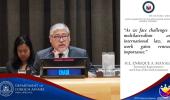 Photo Desciption: H.E. Ambassador Enrique A. Manalo, Permanent Representative of the Permanent Mission of the Philippines to the United Nations, assumes his role as chairperson at the opening session of the Sixth Committee (Legal) at the Trusteeship Council Chamber at UN Headquarters in New York.